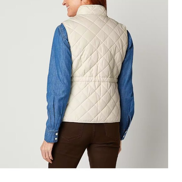 Women's St. John's Bay Quilted Vest - Ivory - Picture 2 of 2